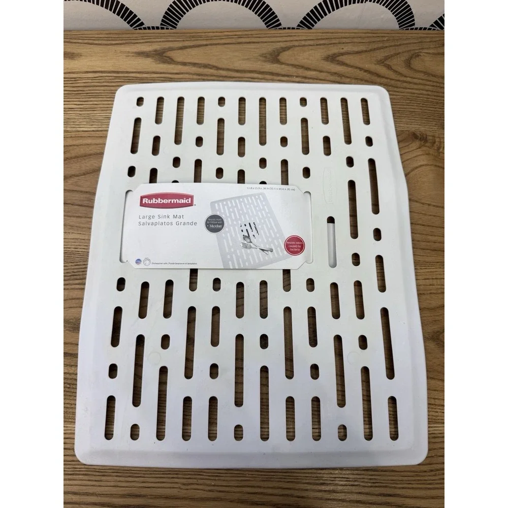 Rubbermaid White Microban Sink Mat Large 12.8x 15.9x .36 Glass Protector 2014